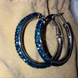 Blue crystal hoops